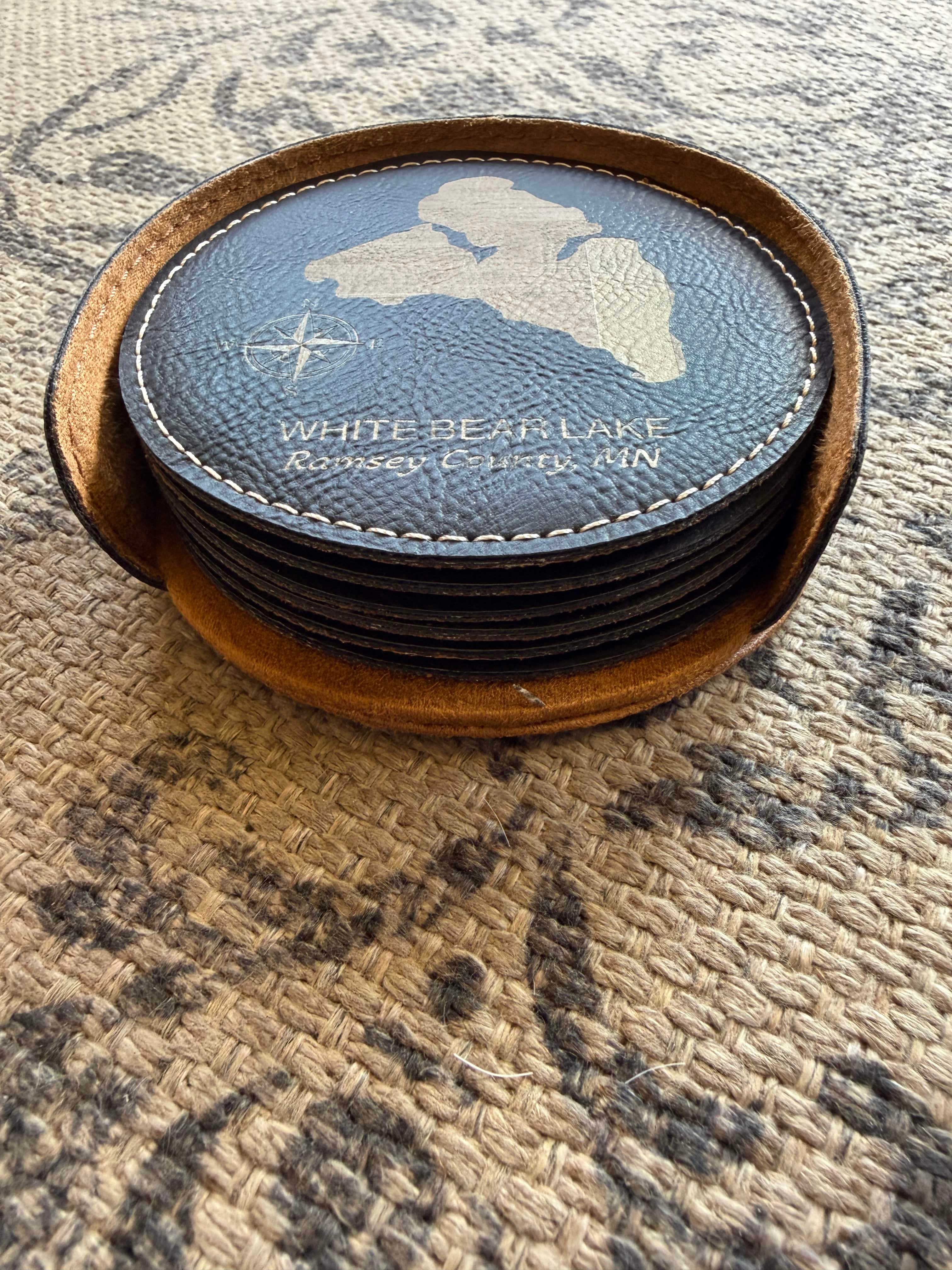 Leather Lake Coaster Set