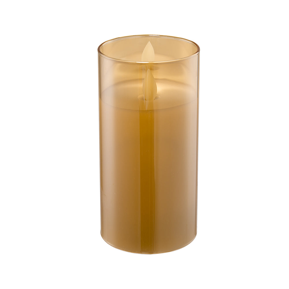LED Amber Wax Candle in Glass Hurricane