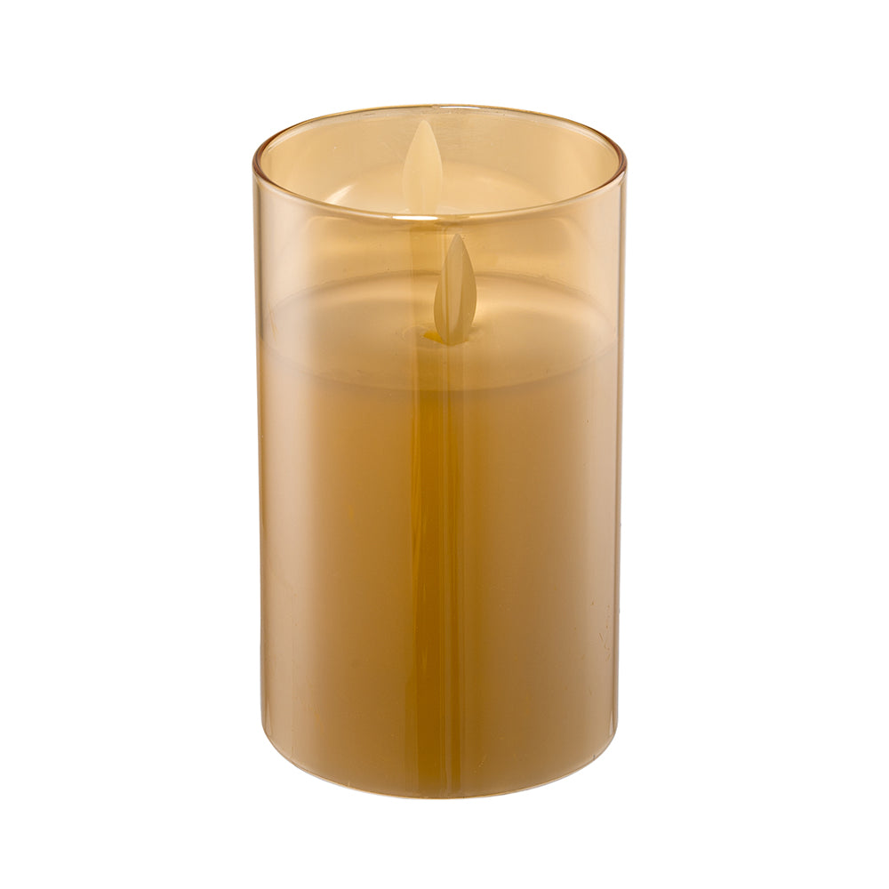 LED Amber Wax Candle in Glass Hurricane