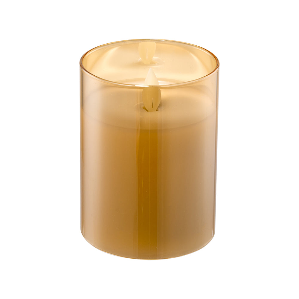 LED Amber Wax Candle in Glass Hurricane