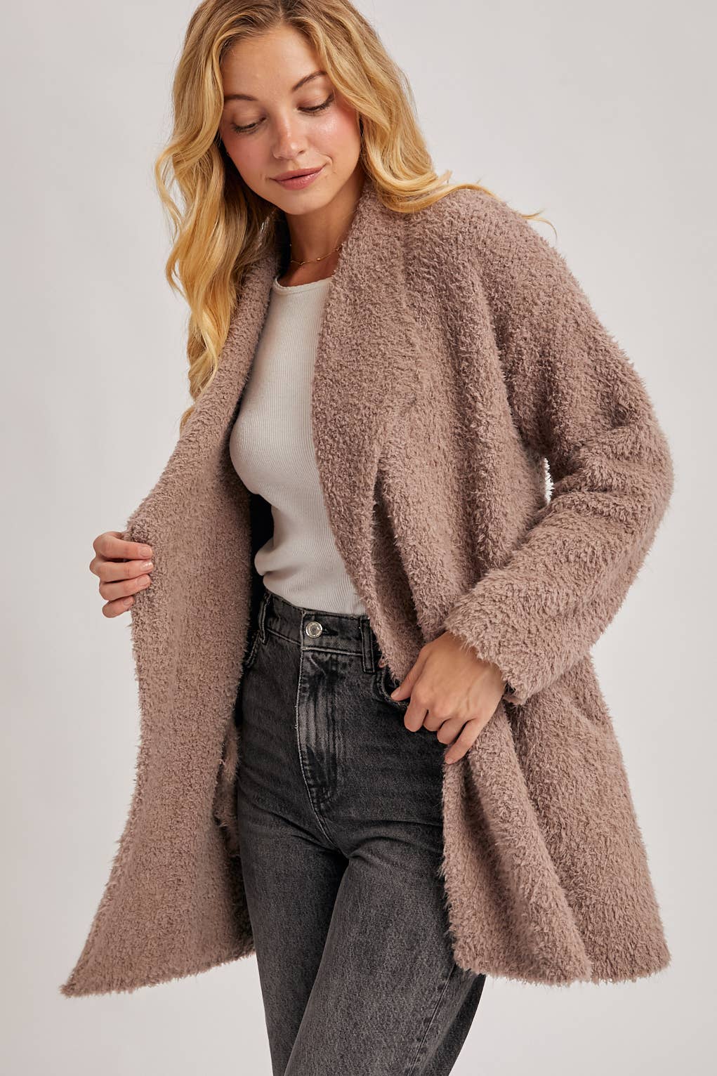 Fuzzy Drape Cardigan