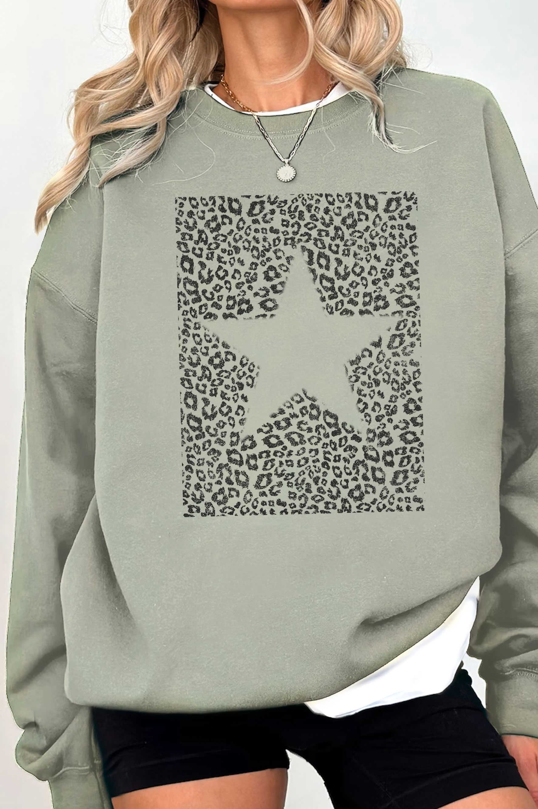 Sage Star Leopard Sweatshirt