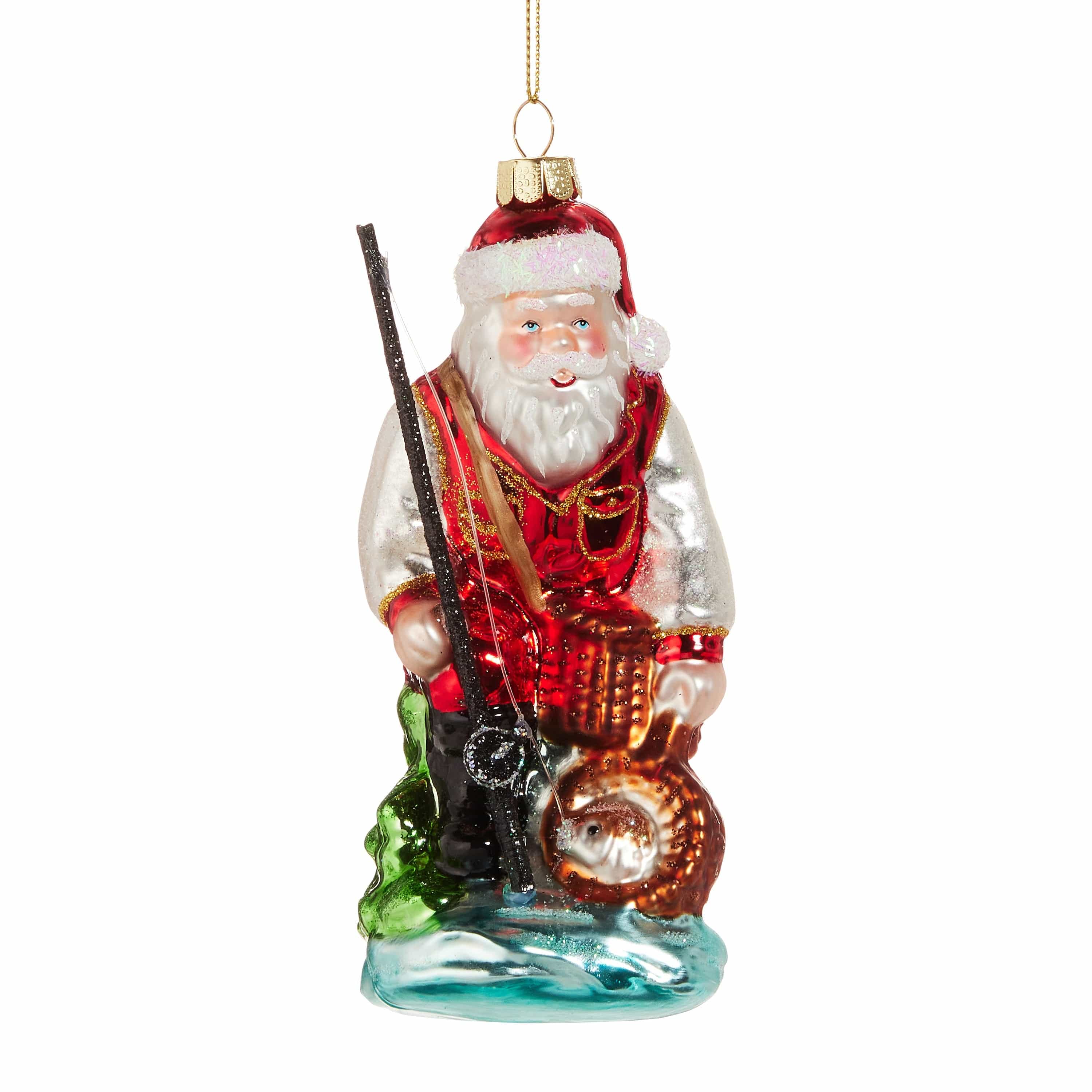 RAZ Imports Seasonal Decor 5.5" Gone Fishin' Santa Ornament
