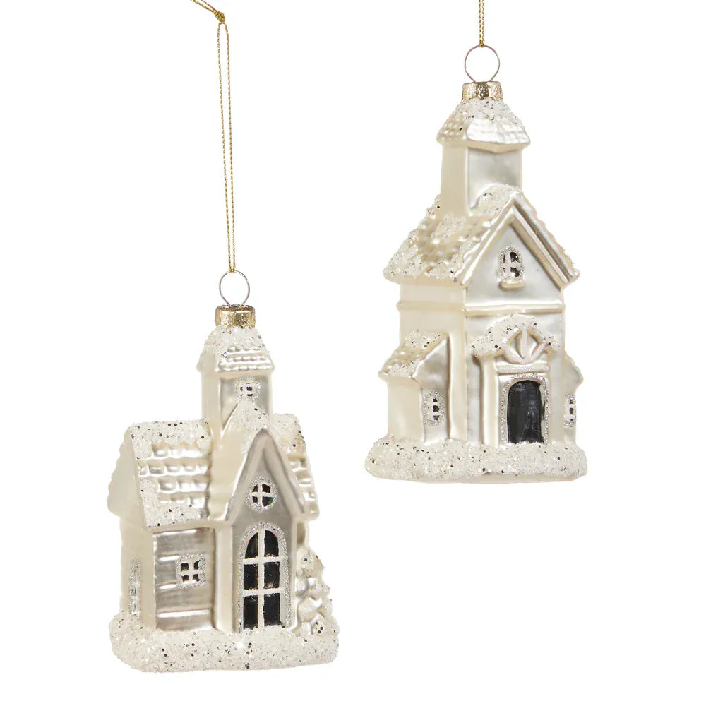 RAZ Imports Seasonal Decor 5" Glitter Church Ornament