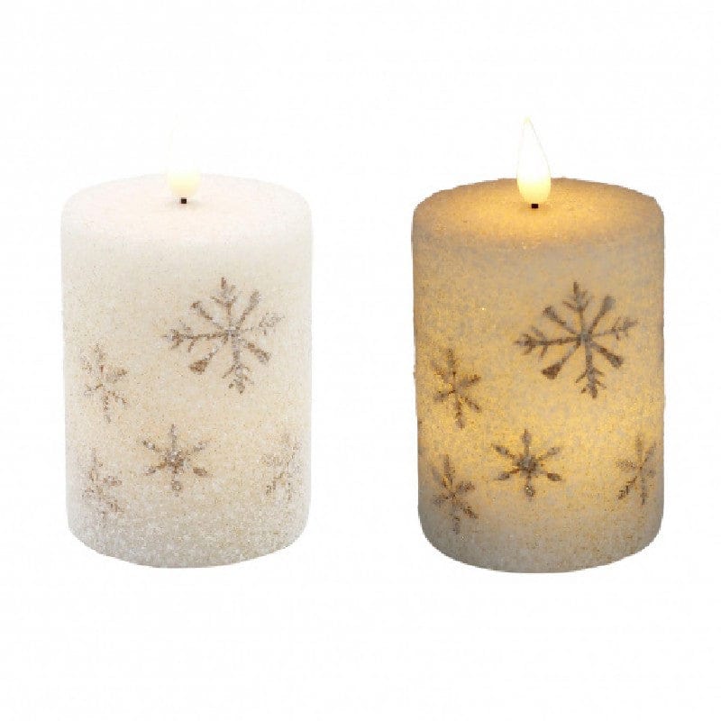 WT Collection Seasonal Decor 5" Golden Snowflake LED Pillar Candle