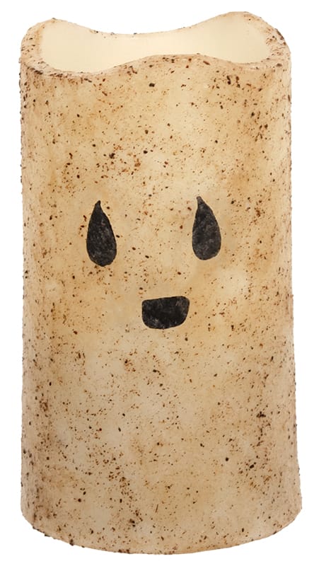 5” Grungy Ghost Timer Pillar LED Candle