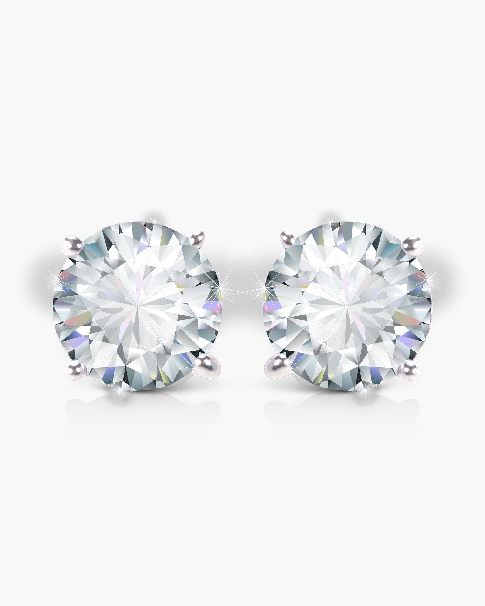 Timeless Radiance - Round Cut Stud Earrings - Silv