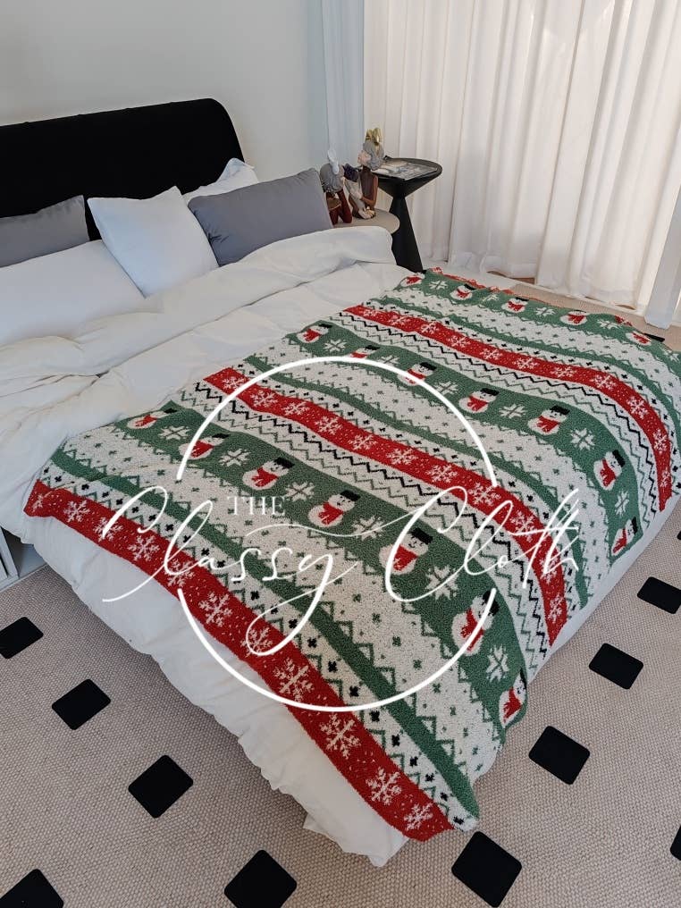 Christmas Luxe Blanket- Snowman Fair Isle RTS