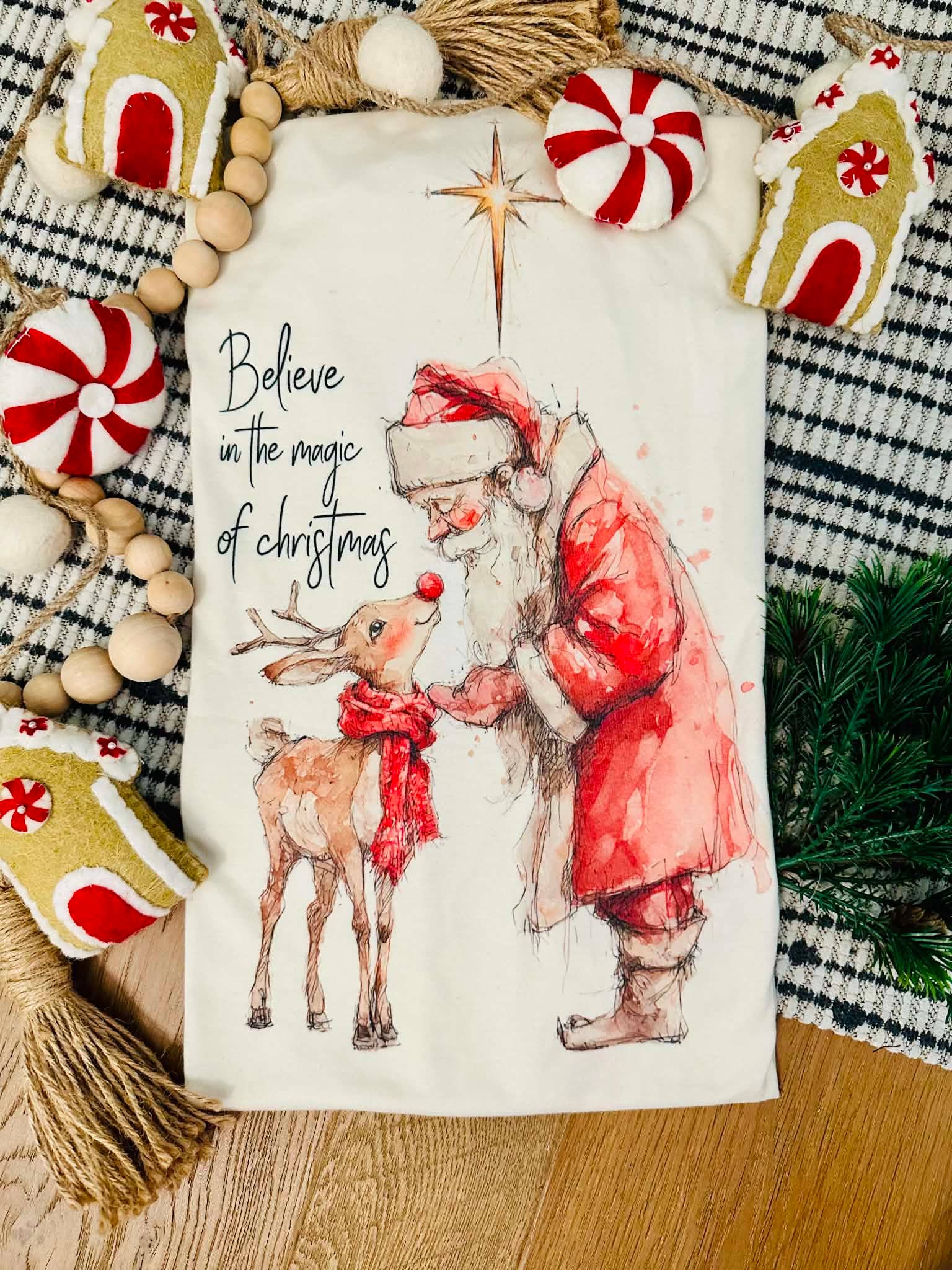 Believe in the Magic Vintage Santa Christmas Graphic Tee