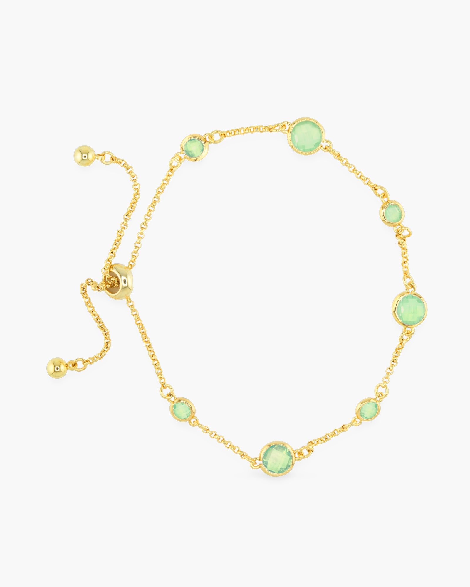 Gold Faceted CZ Bracelet - green