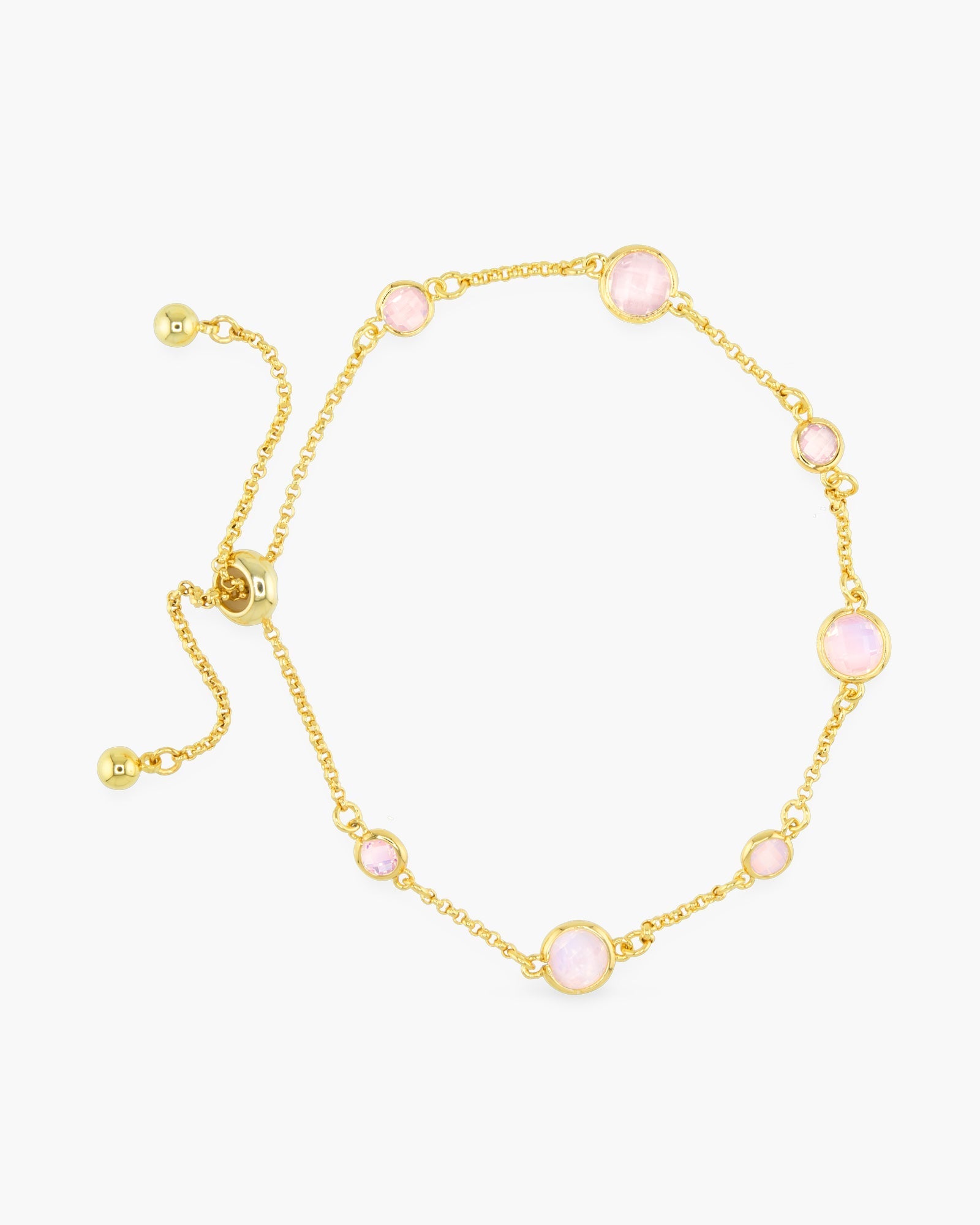 Gold Faceted CZ Bracelet - pink