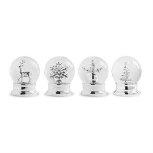 Mini Silver Holiday Snow Globes