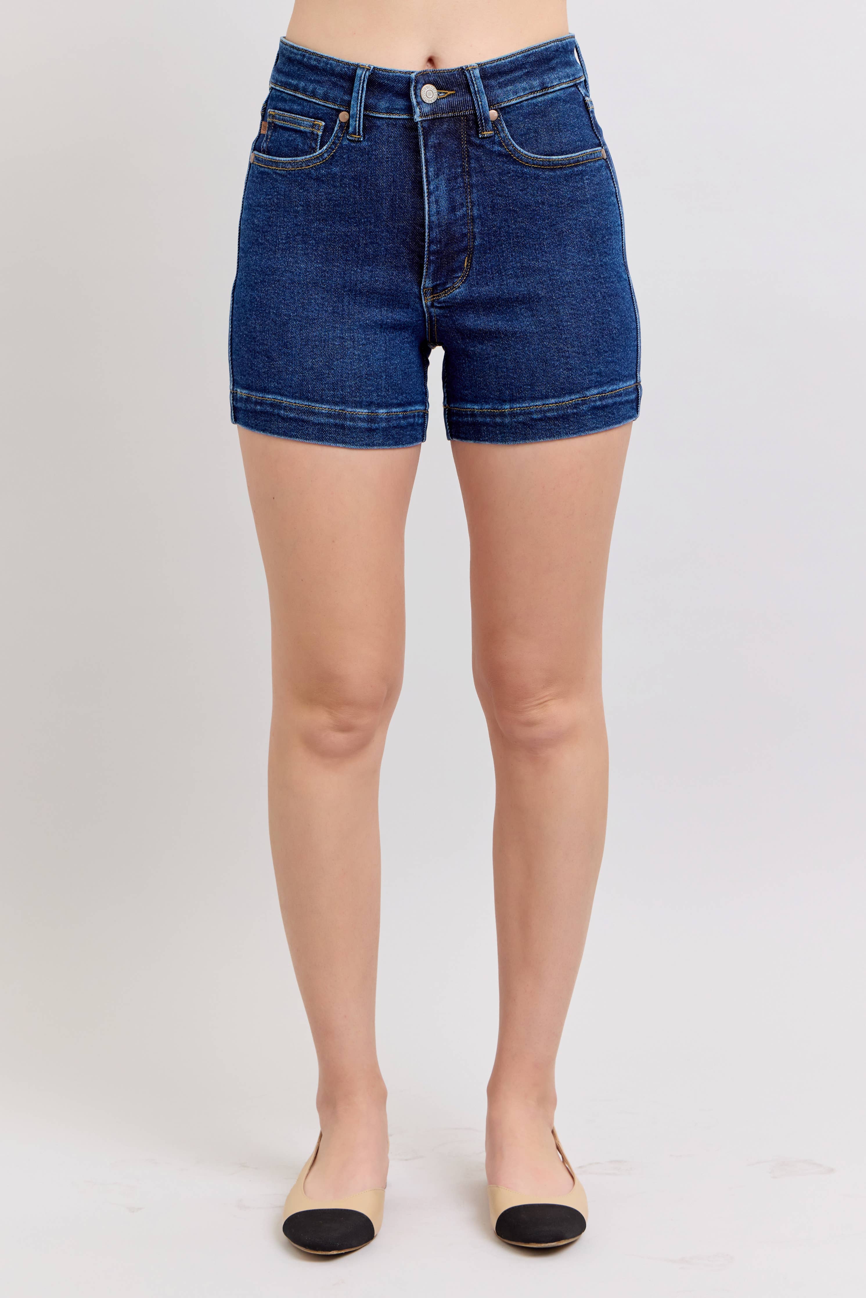 Classic Dark Wash High Waisted Tummy Control Judy Blue Shorts