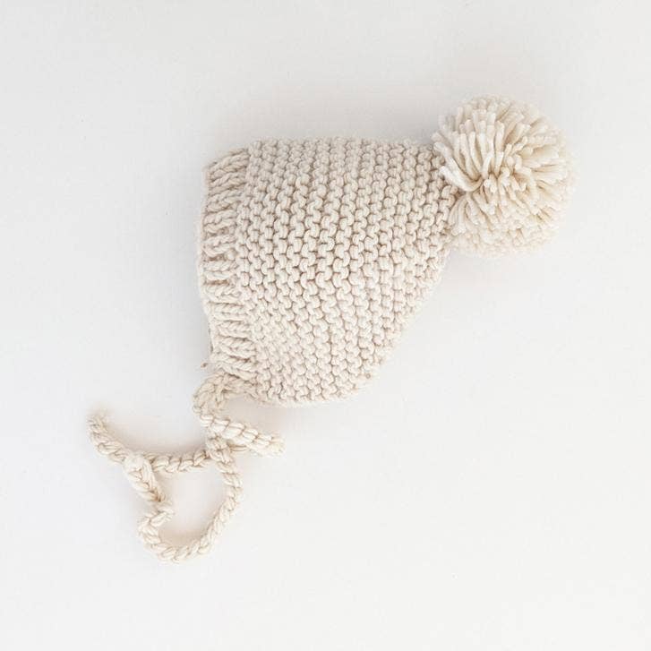 Natural Garter Stitch Knit Bonnet Baby & Kids: M (6-24 months)