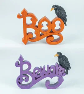 Beware Boo Crow 3D Sign