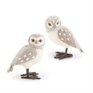 Tan and Cream Wool Owls