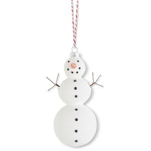 Glass Snowman Ornament w/Black Rhinestones