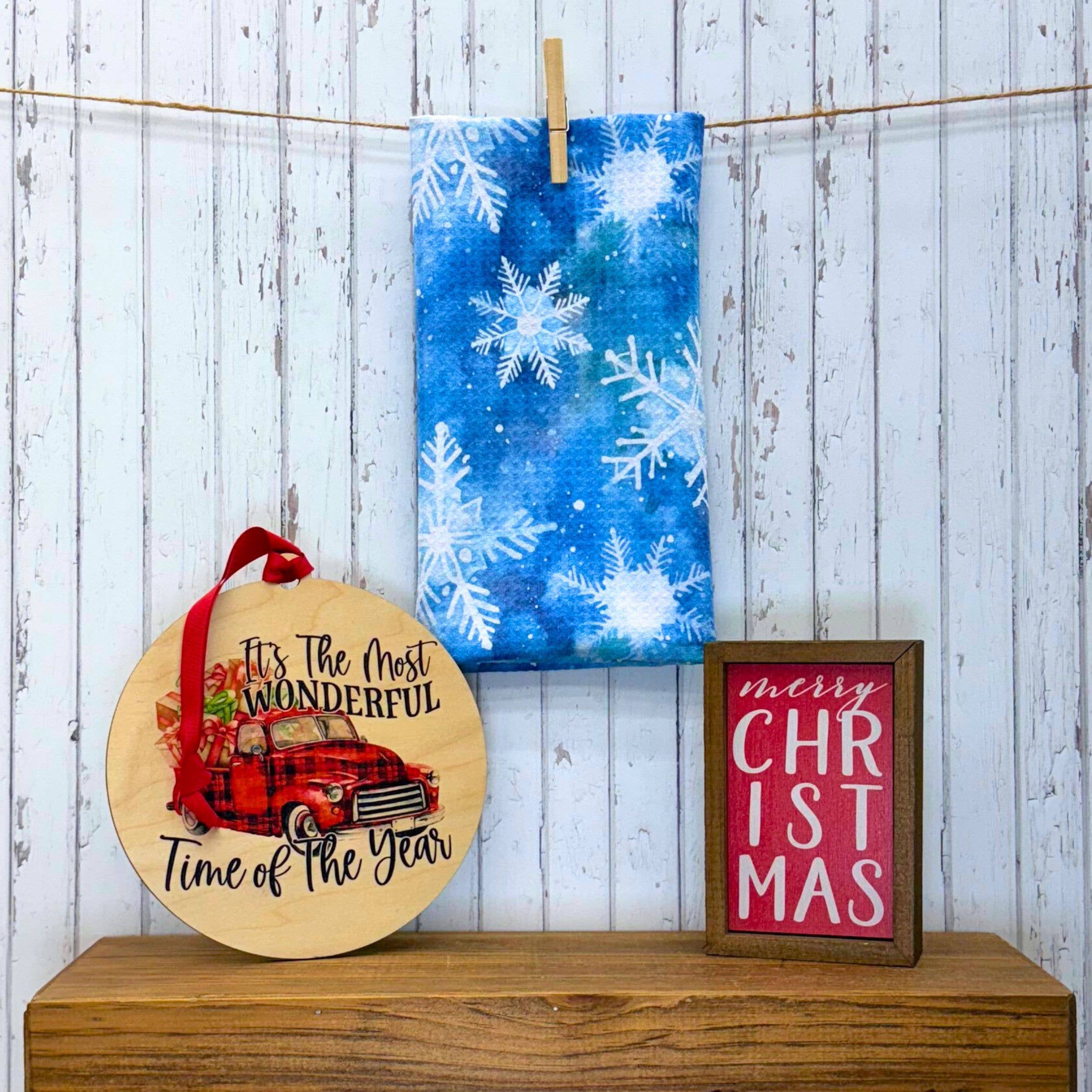 Winter Snow Storm Waffle Kitchen Tea Towels - Holiday Decor