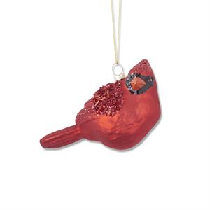 Red Glittered Blown Glass Cardinal