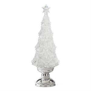 Holly Branches Spinning Globe LED Tree w/Star Topper