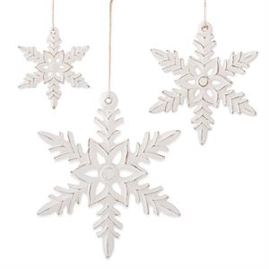White Wood Snowflake Ornaments