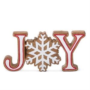 Wood Look Joy Cutout w/Snowflake