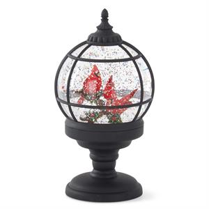 Black Grid Cardinals Water Spinning LED Snnowglobe