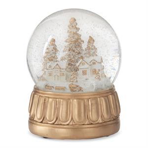 Gold & Cream Winter Scene Musical Snow Globe
