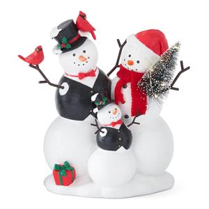 9 Inch Glittered Musical LED Snowmen Family