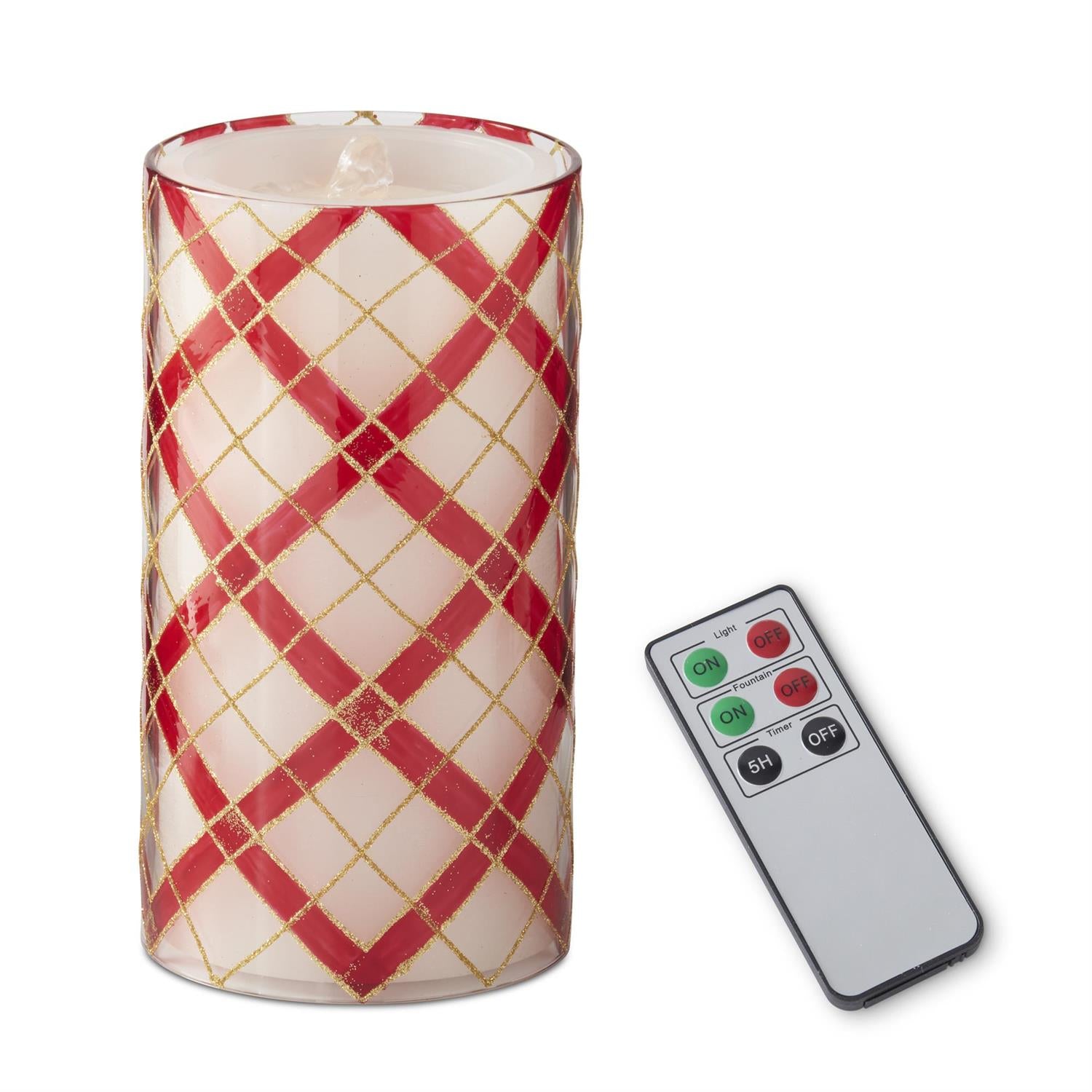 Red Plaid Cylinder Candle Slip