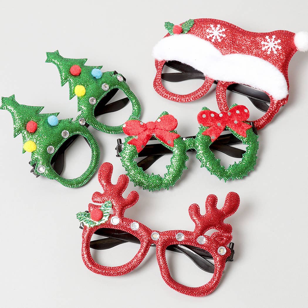 Christmas Hat and Wreath Glasses