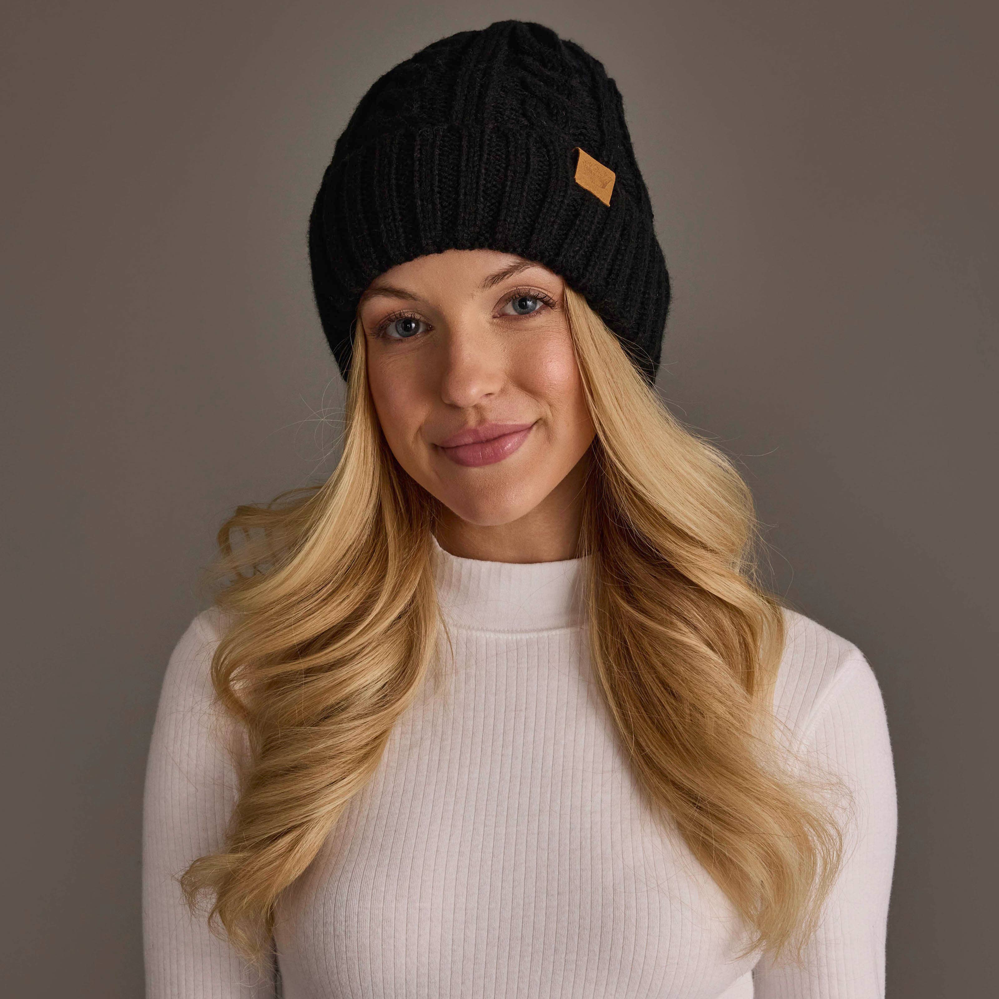 Black Cable Knit Beanie