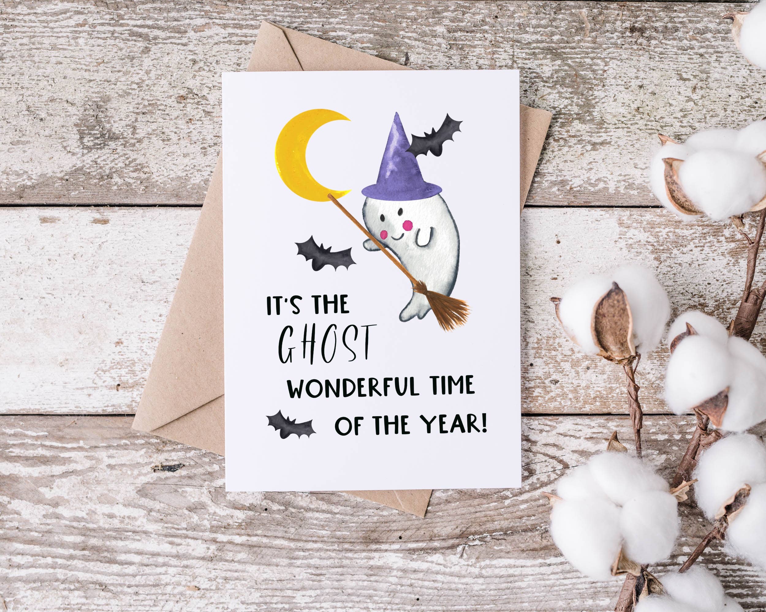 Halloween Ghost Wonderful Time Card