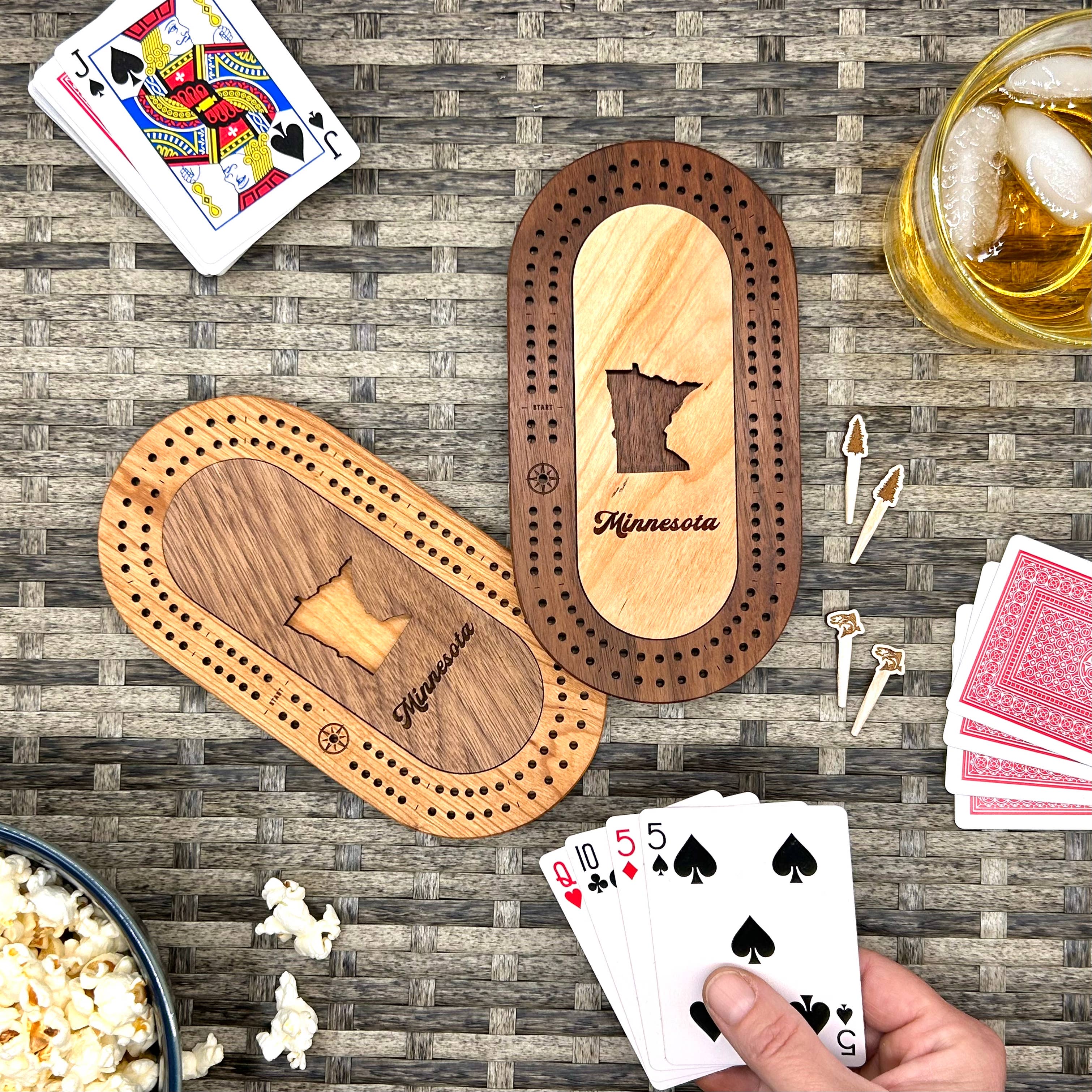 Minnesota Mini Travel Cribbage Board & Pegs