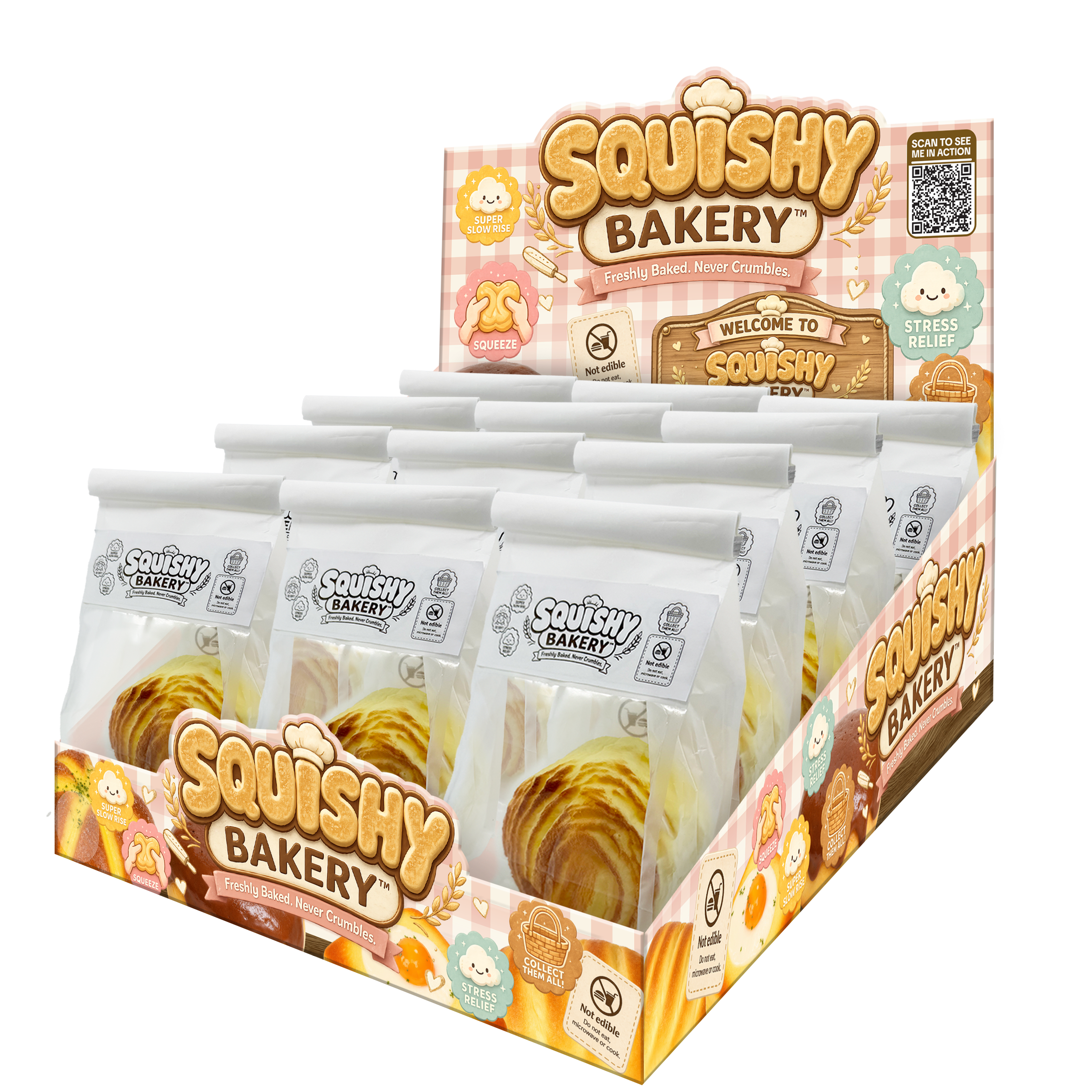 Fun Doh Bakery Slow Rise Squishy Bread Variety - 12/Display: Wholesale Price