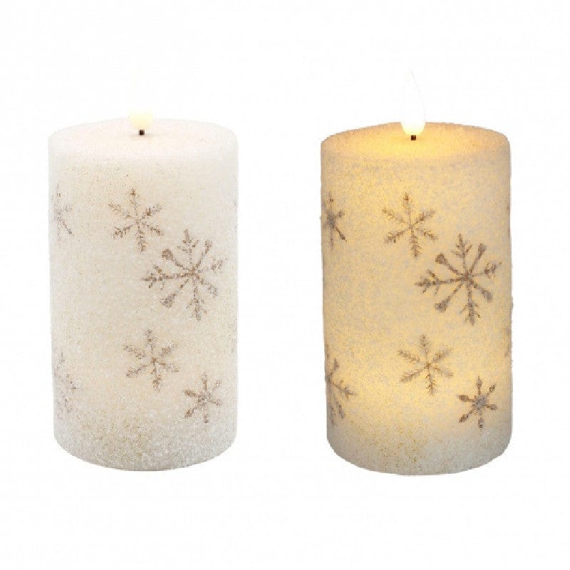 WT Collection Seasonal Decor 6" Golden Snowflake LED Pillar Candle
