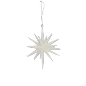 K&K Seasonal Decor 6 Inch 18 Point White Glitter Star Ornament
