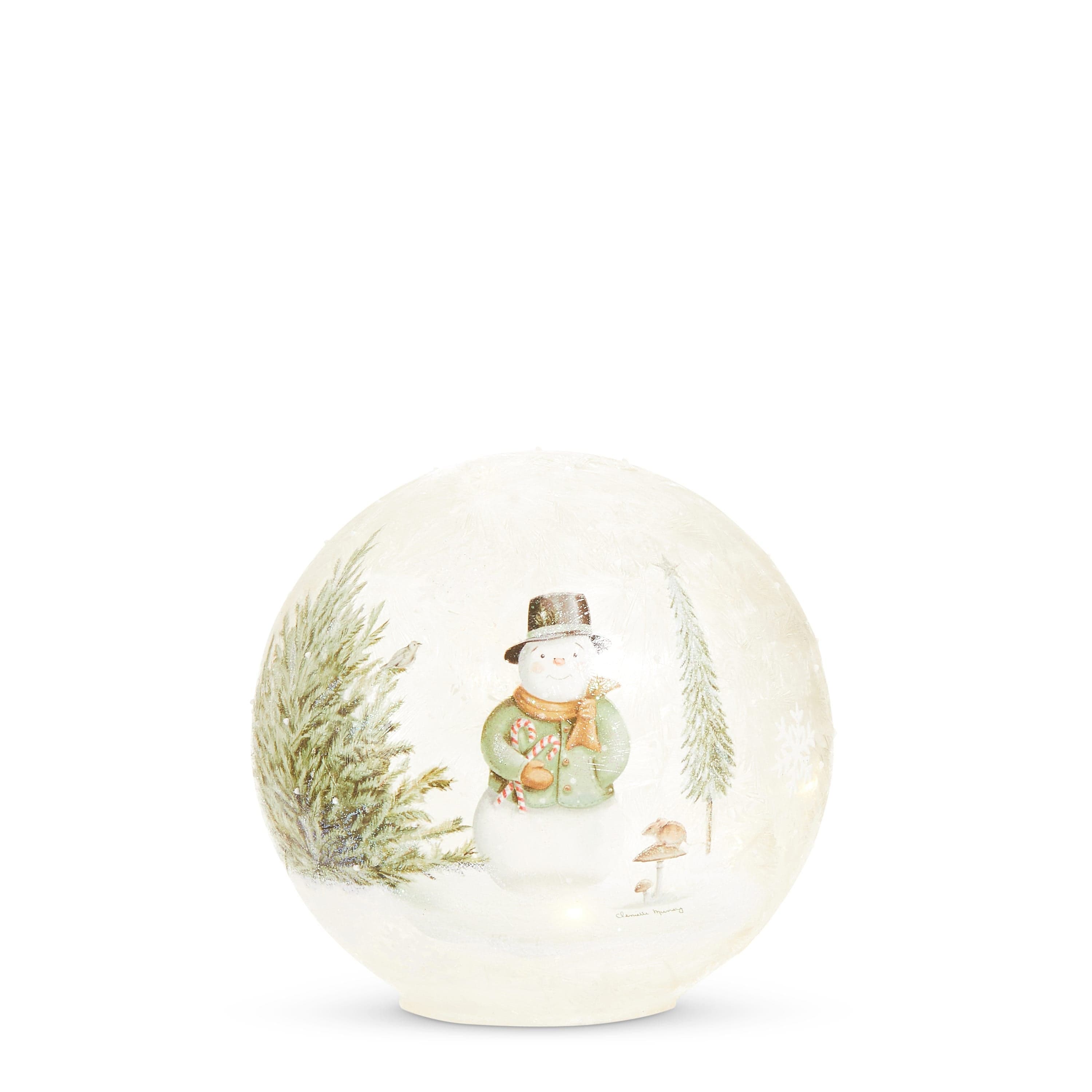 RAZ Imports Seasonal Decor 6" Woodland Snowman Lighted Sphere