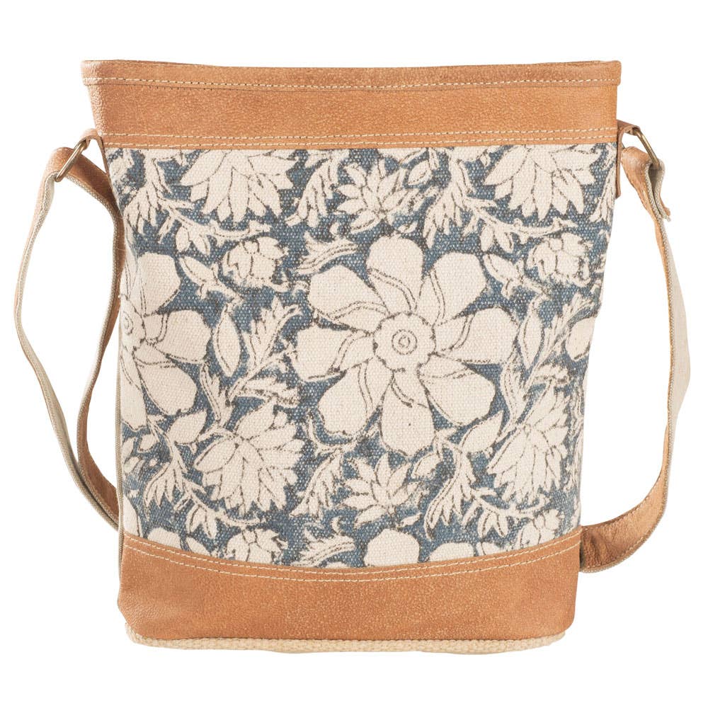 Vintage Blue Floral Crossbody Bag