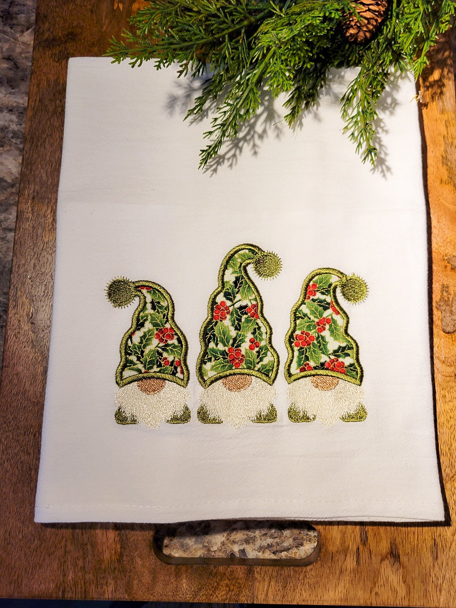 Holly Gnome Tea Towel