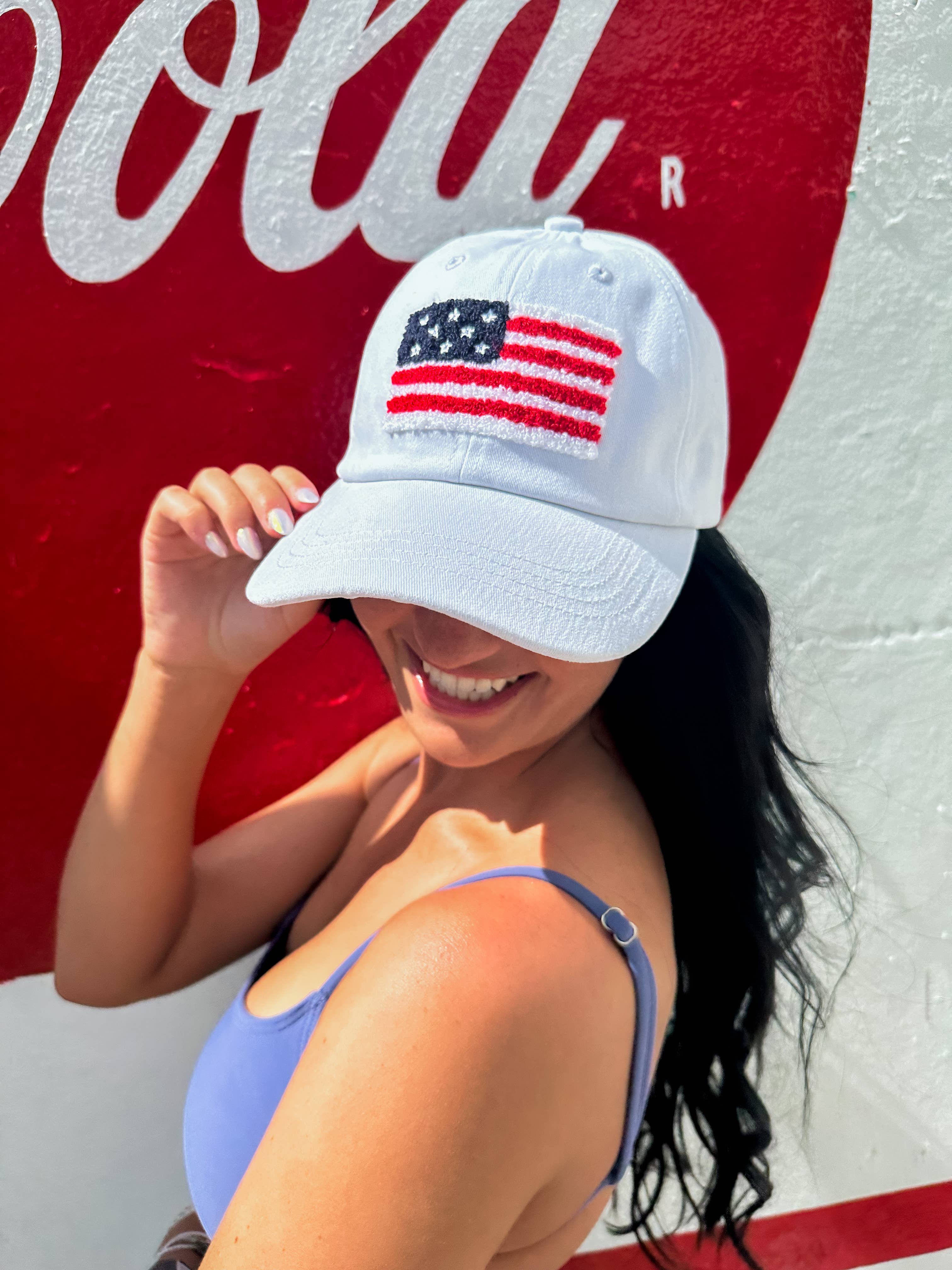 Chenille USA Flag Patch C.C Baseball Hat