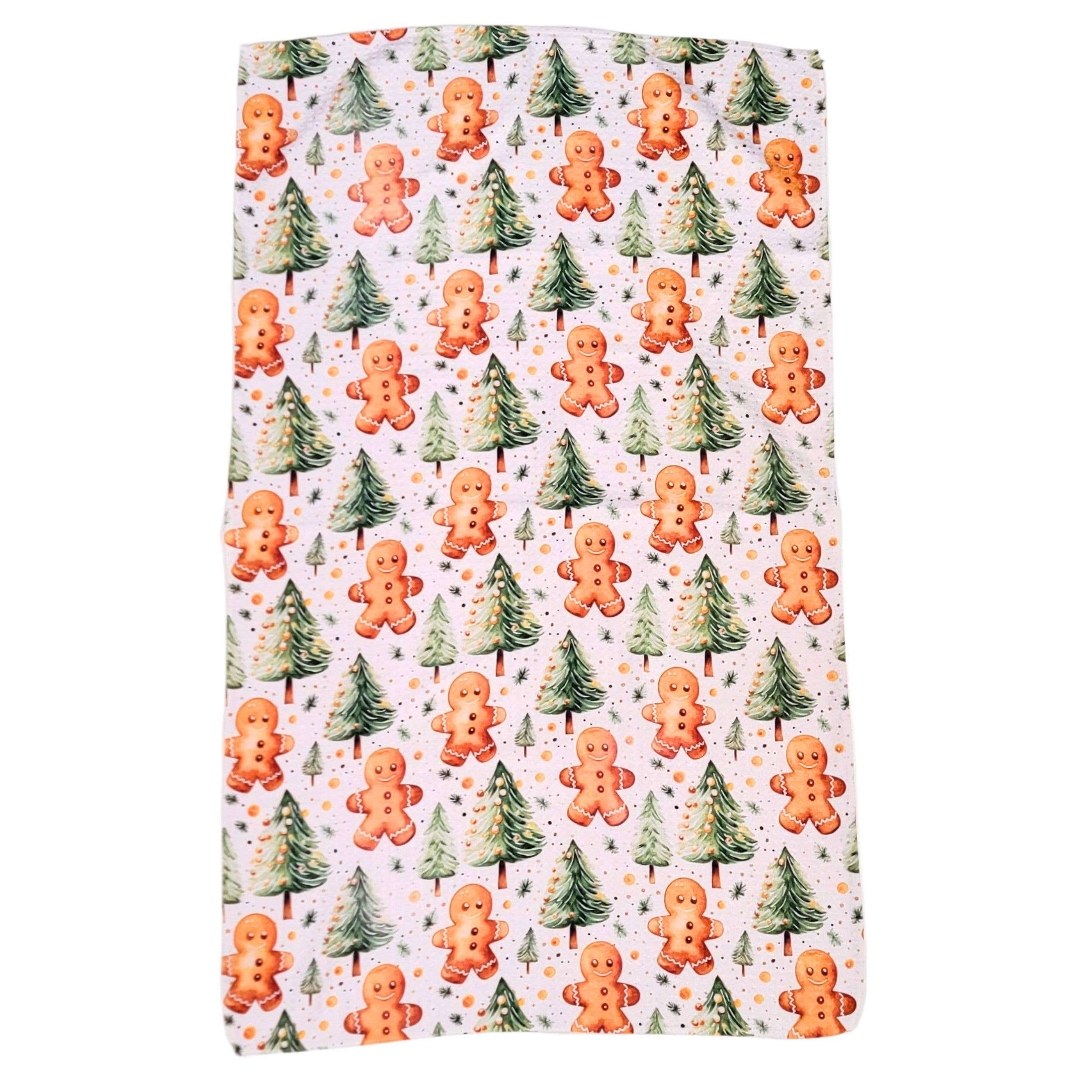 Gingerbread Man With Christmas Tea Towels With Hanging Loop