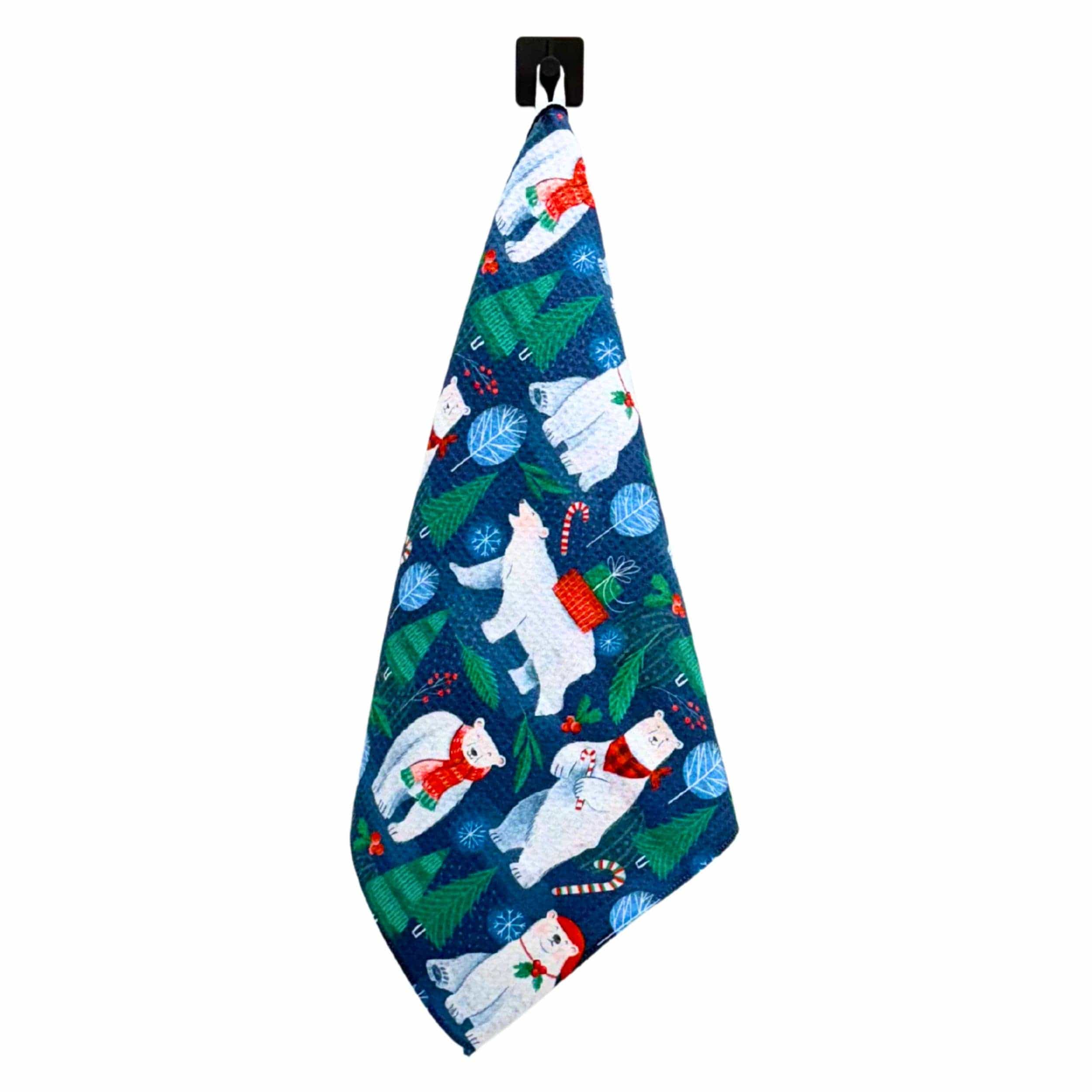 Christmas Polar Bears Kitchen Waffle Towel