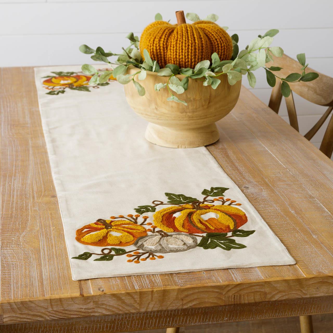 Embroidered Pumpkin Table Runner