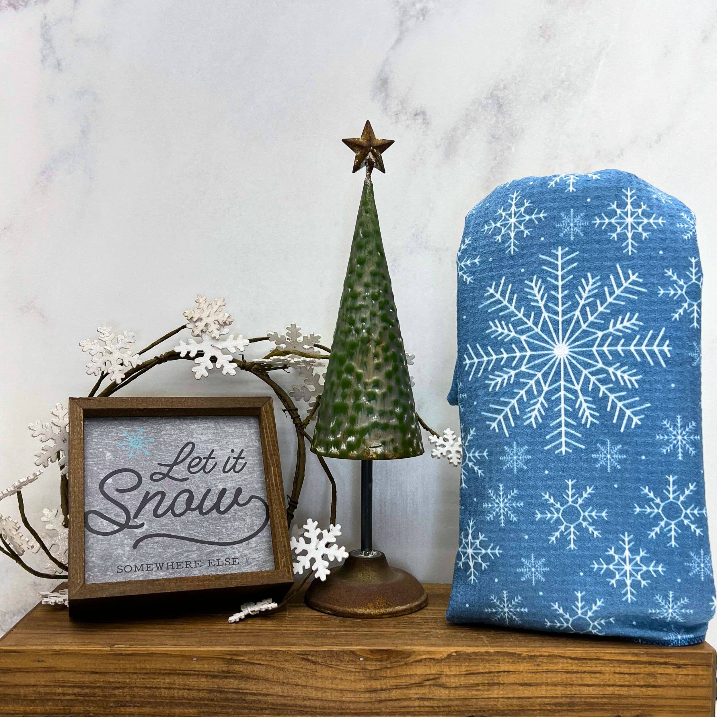 Winter Snowflake Waffle Kitchen Tea Towels