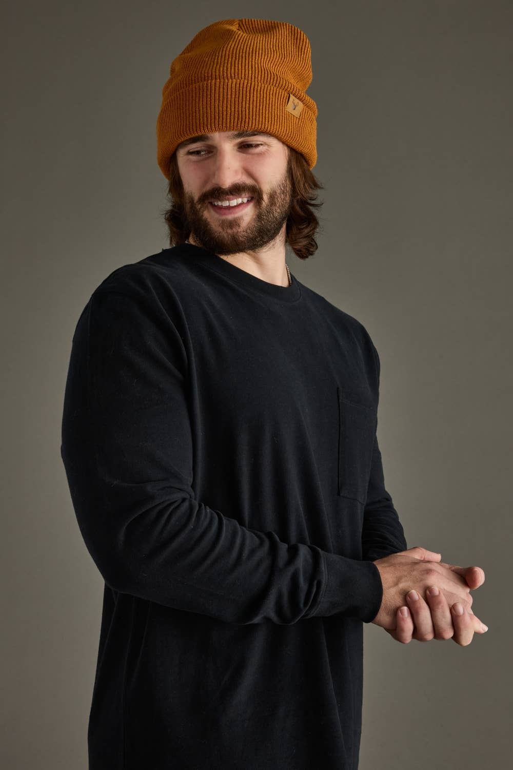 Men's Tobacco Antler Knit Beanie
