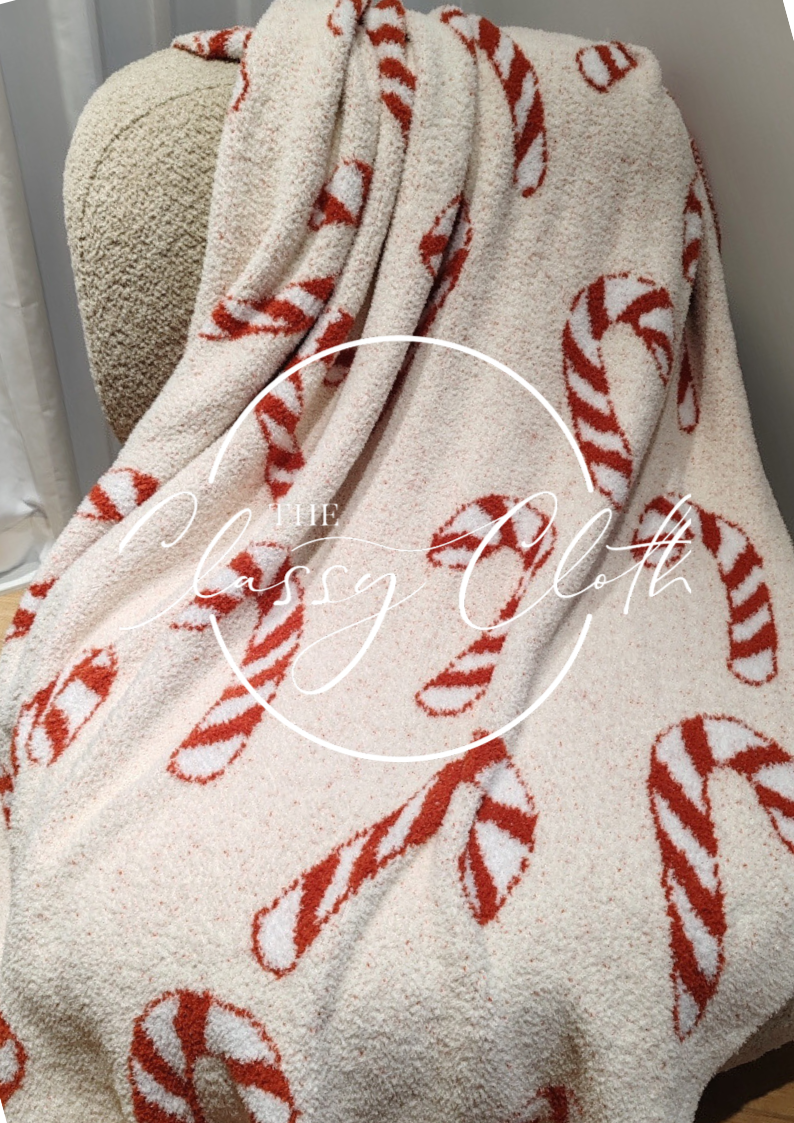 Christmas Luxe Blanket- Candy Cane RTS