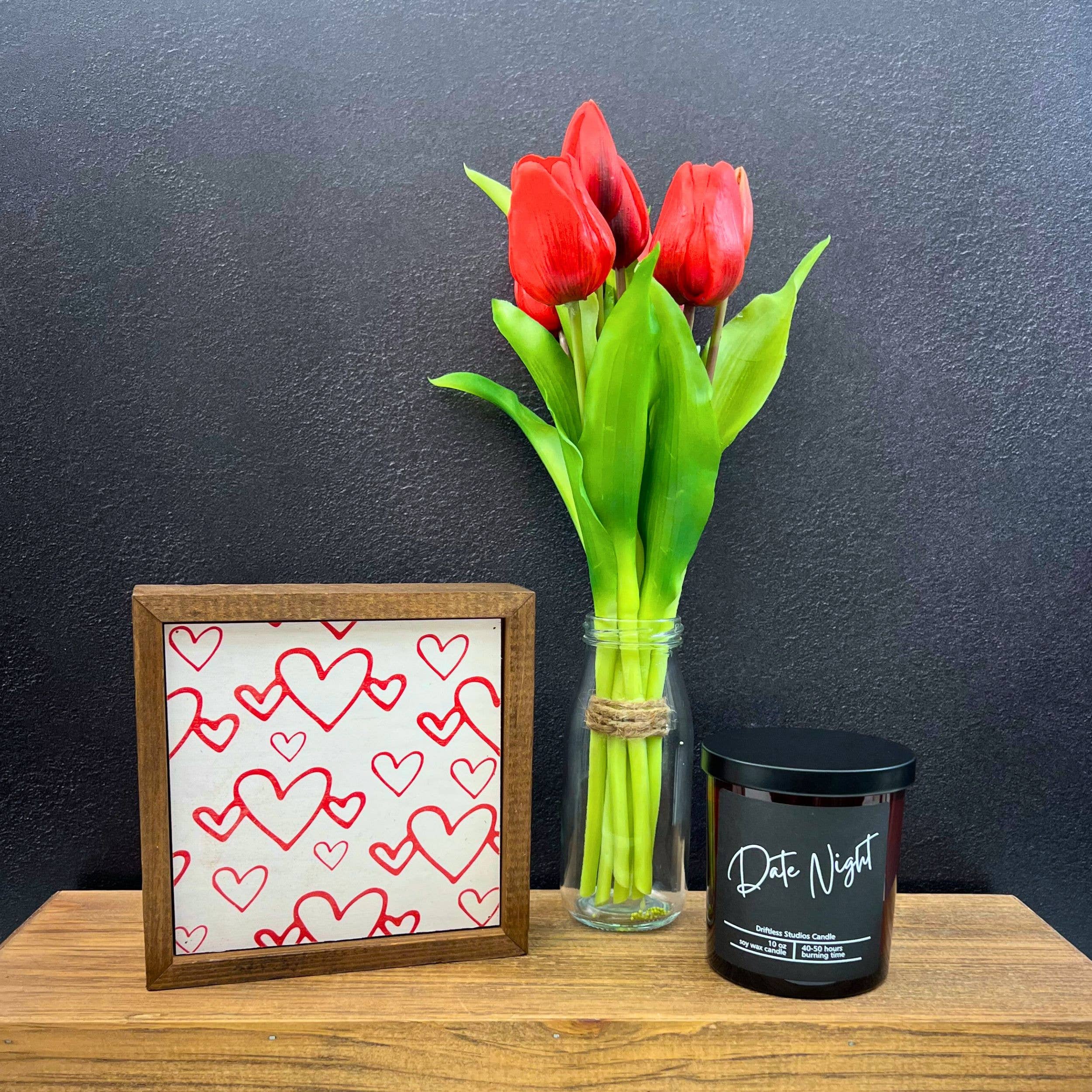 Driftless Studios 6x6 Heart Pattern Valentine's Day Decor - Sign Gift For Her