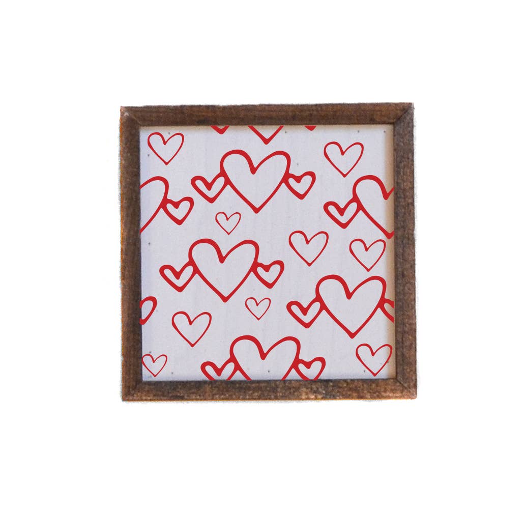Driftless Studios 6x6 Heart Pattern Valentine's Day Decor - Sign Gift For Her