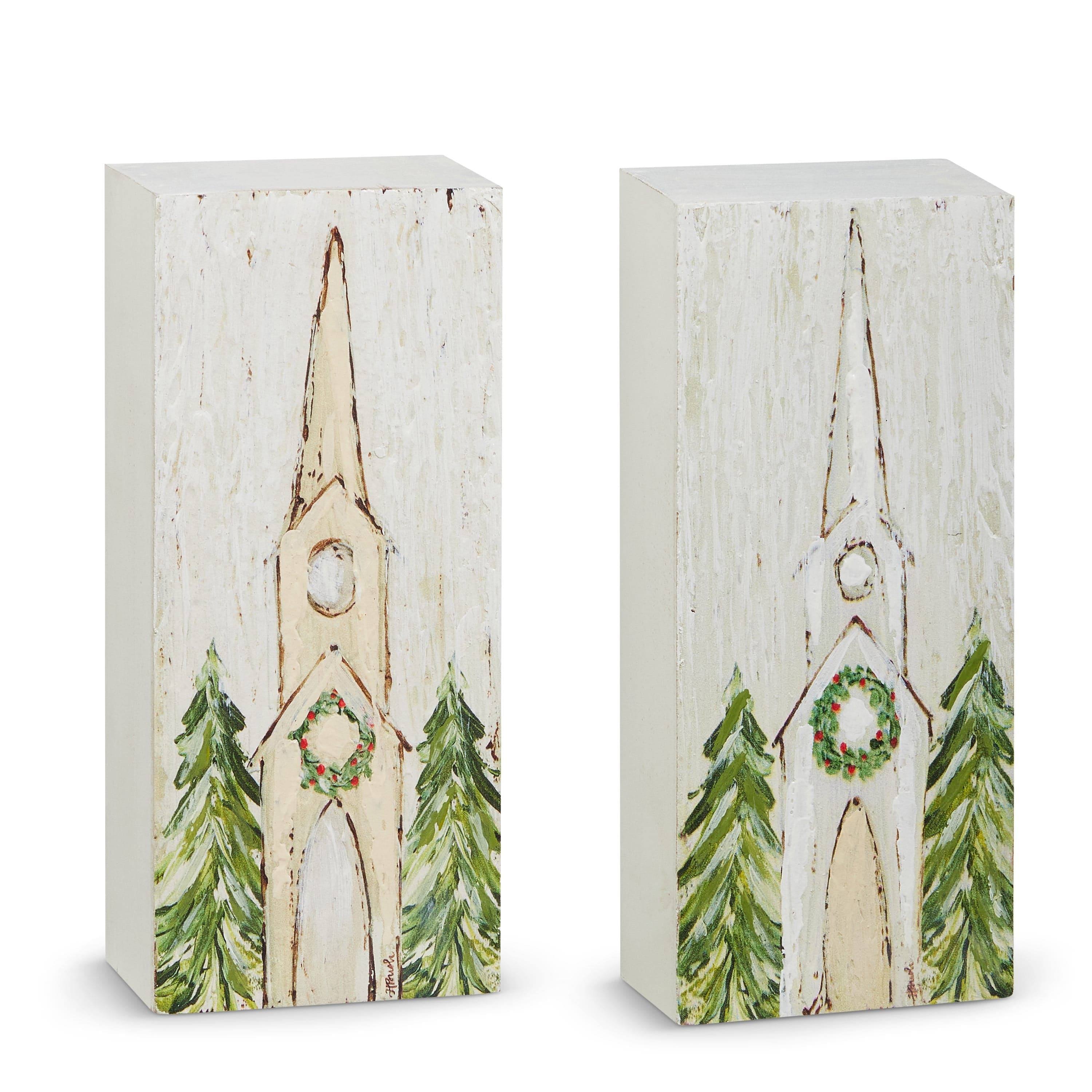 RAZ Imports Seasonal Decor 7.5" Church Block Print